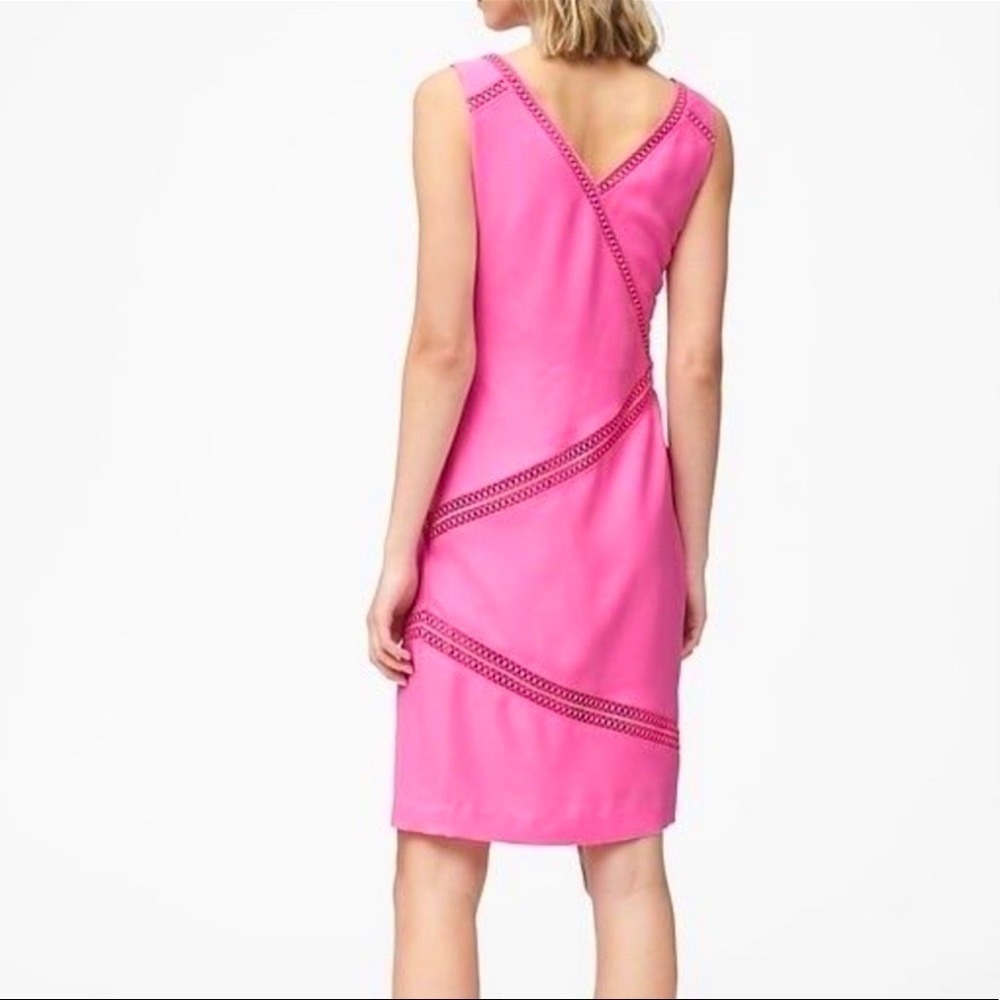 Banana Republic Pink Shift Dress w Lace Trim 6 Small Nwt - Picture 2 of 11